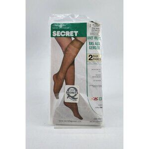 RARE 2 Pairs Her Secret Leg Wear Reinforced Toe Knee Highs Black Style 485C O/S